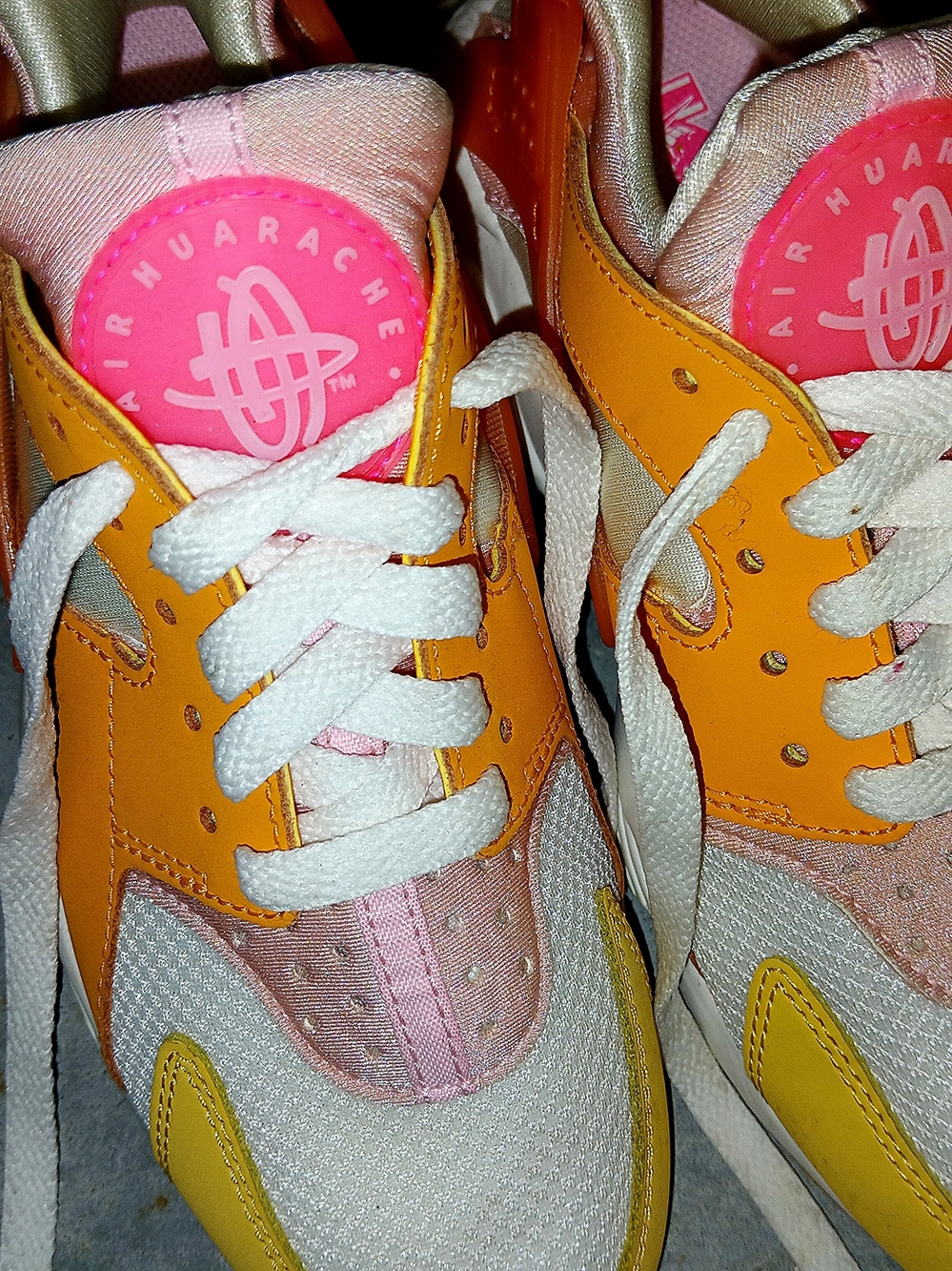 Nike Kids Orange, Pink & White Air Huarache Sneakers